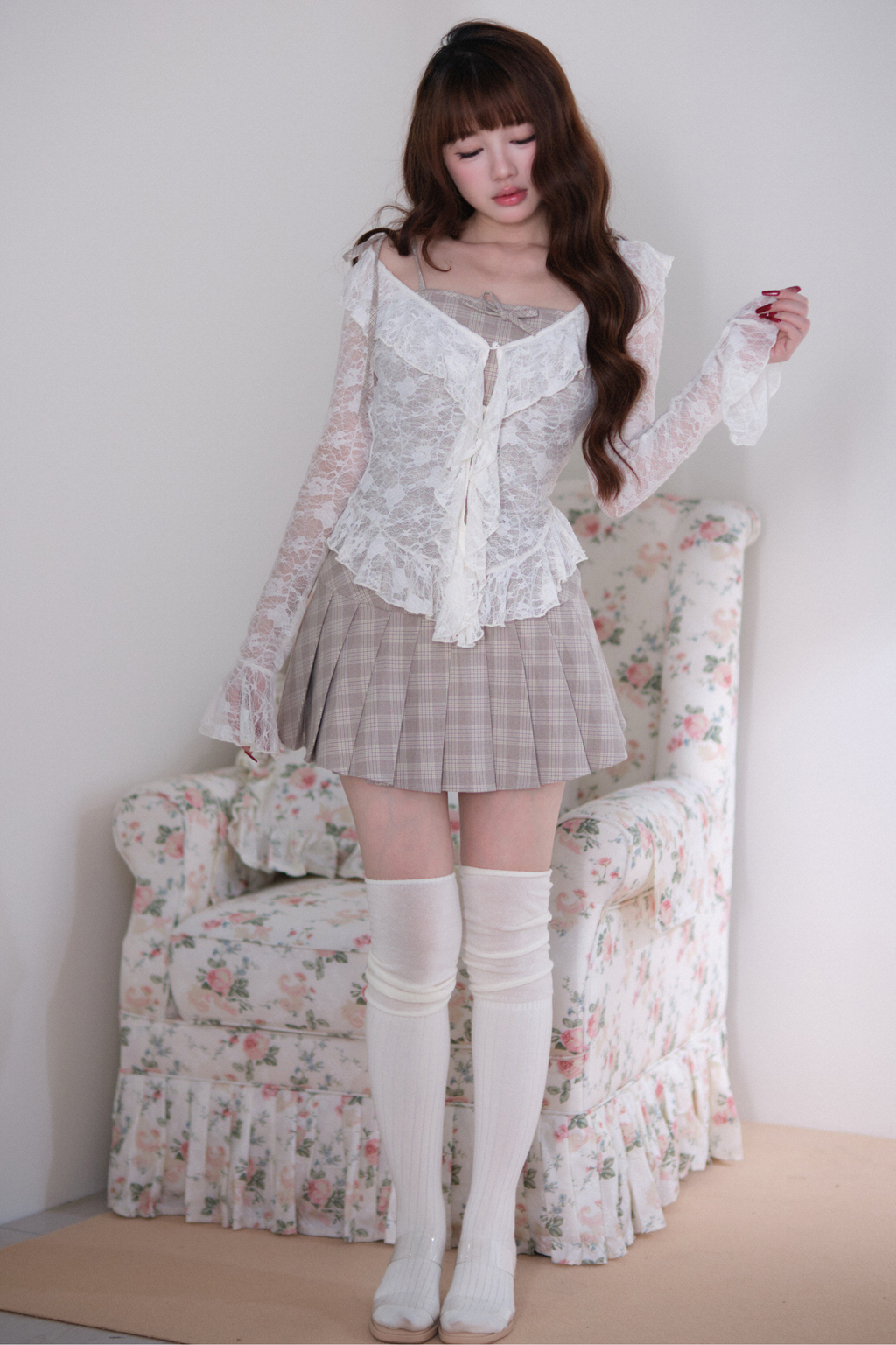 レーストップス+キャミソールスカート