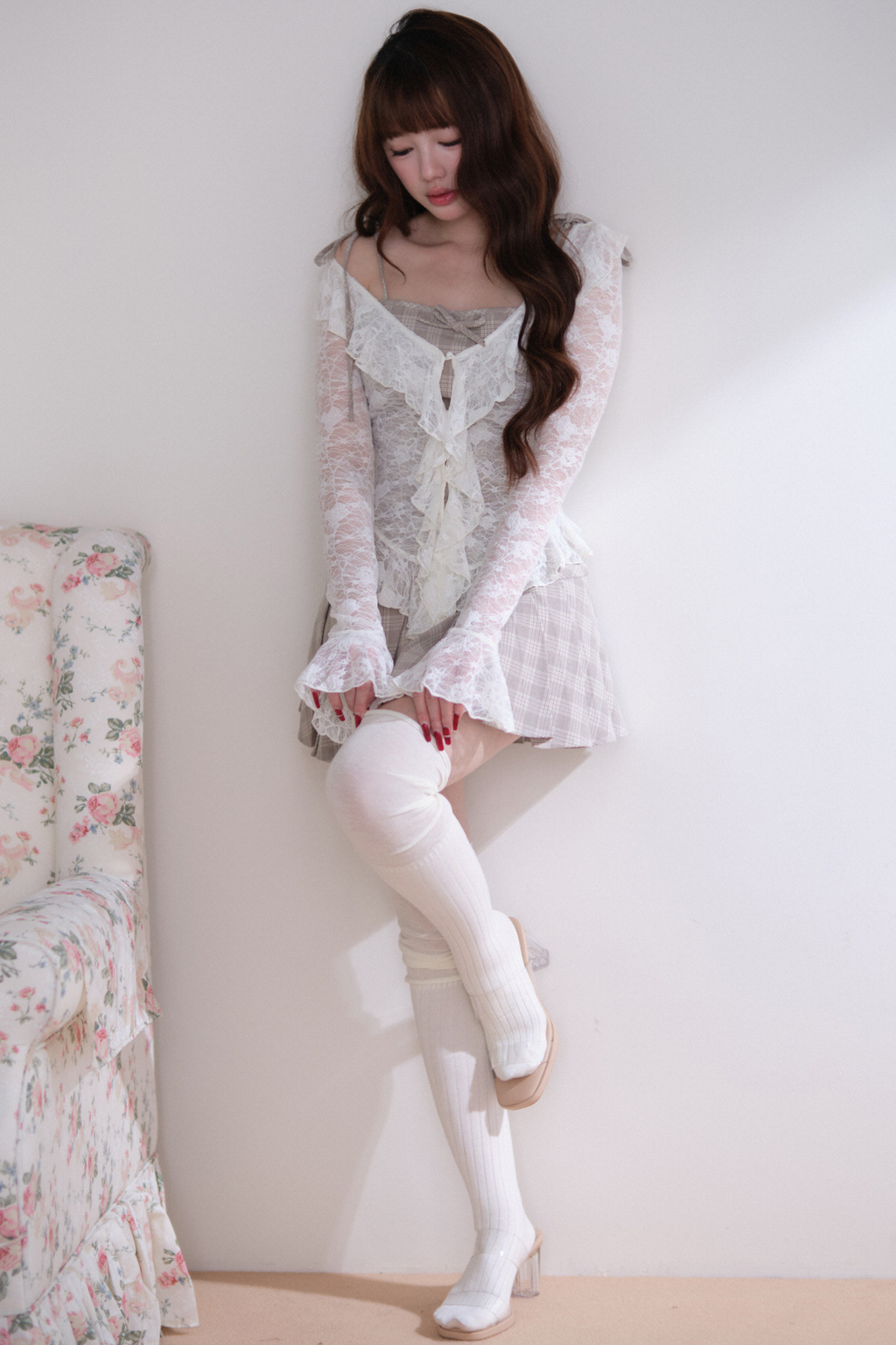 レーストップス+キャミソールスカート