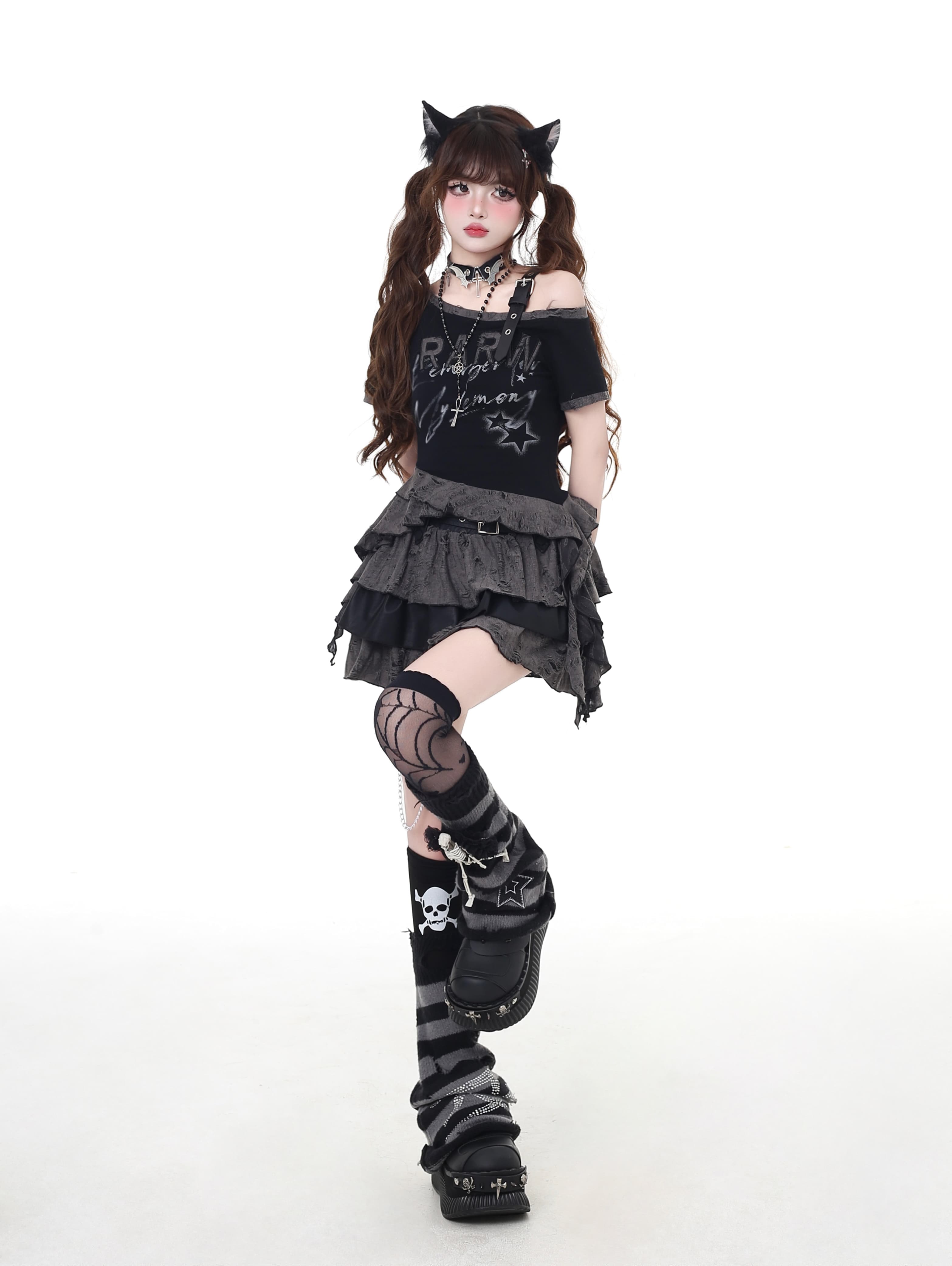 肩見せ×個性派 デザインショートTシャツ