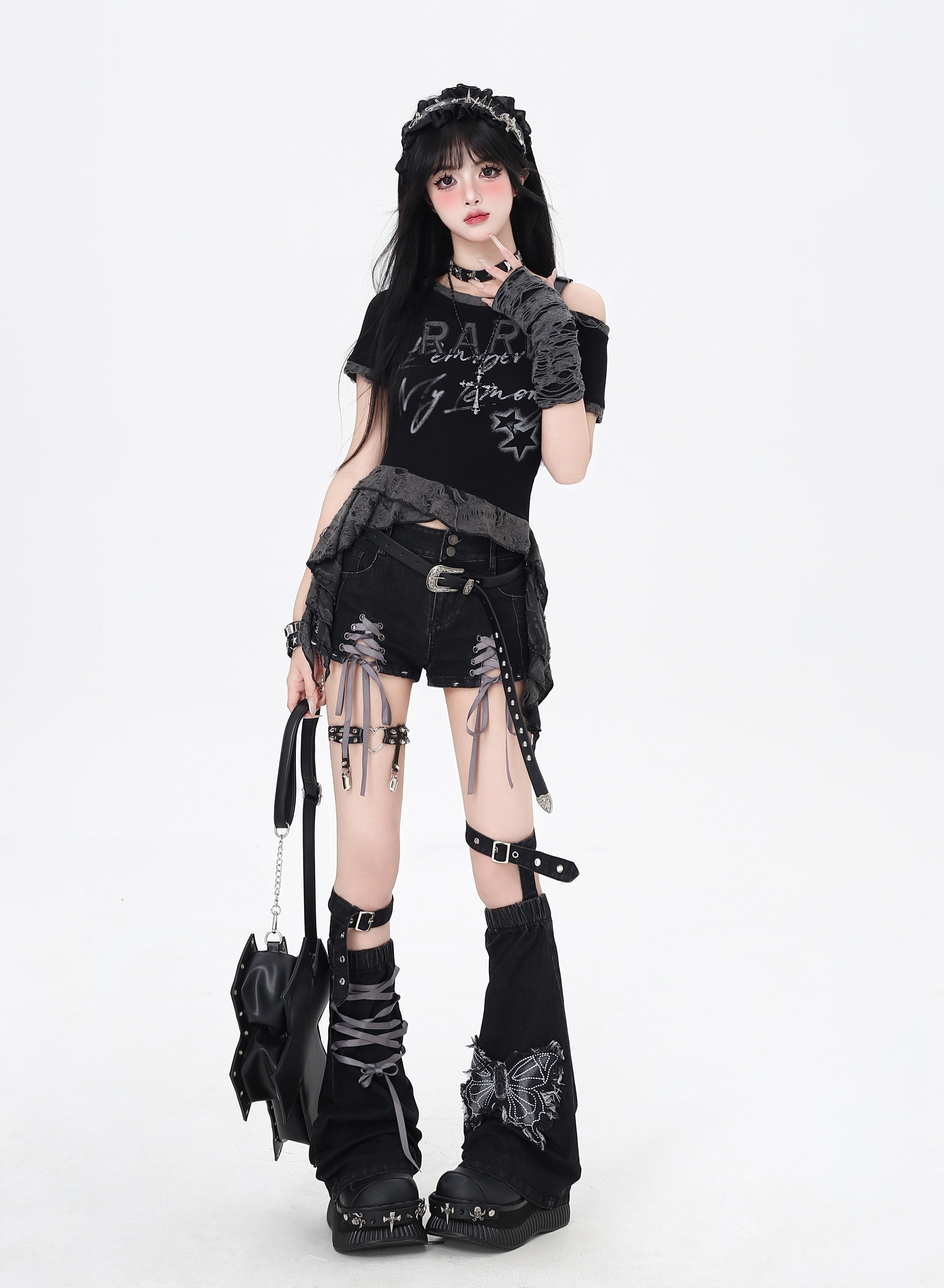 肩見せ×個性派 デザインショートTシャツ