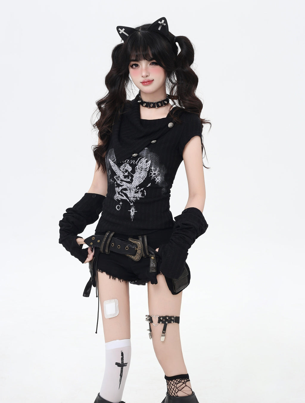 ローライズ✖フリンジベルト付きデニムショーパン