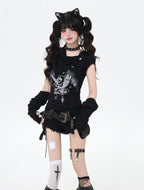 ローライズ✖フリンジベルト付きデニムショーパン