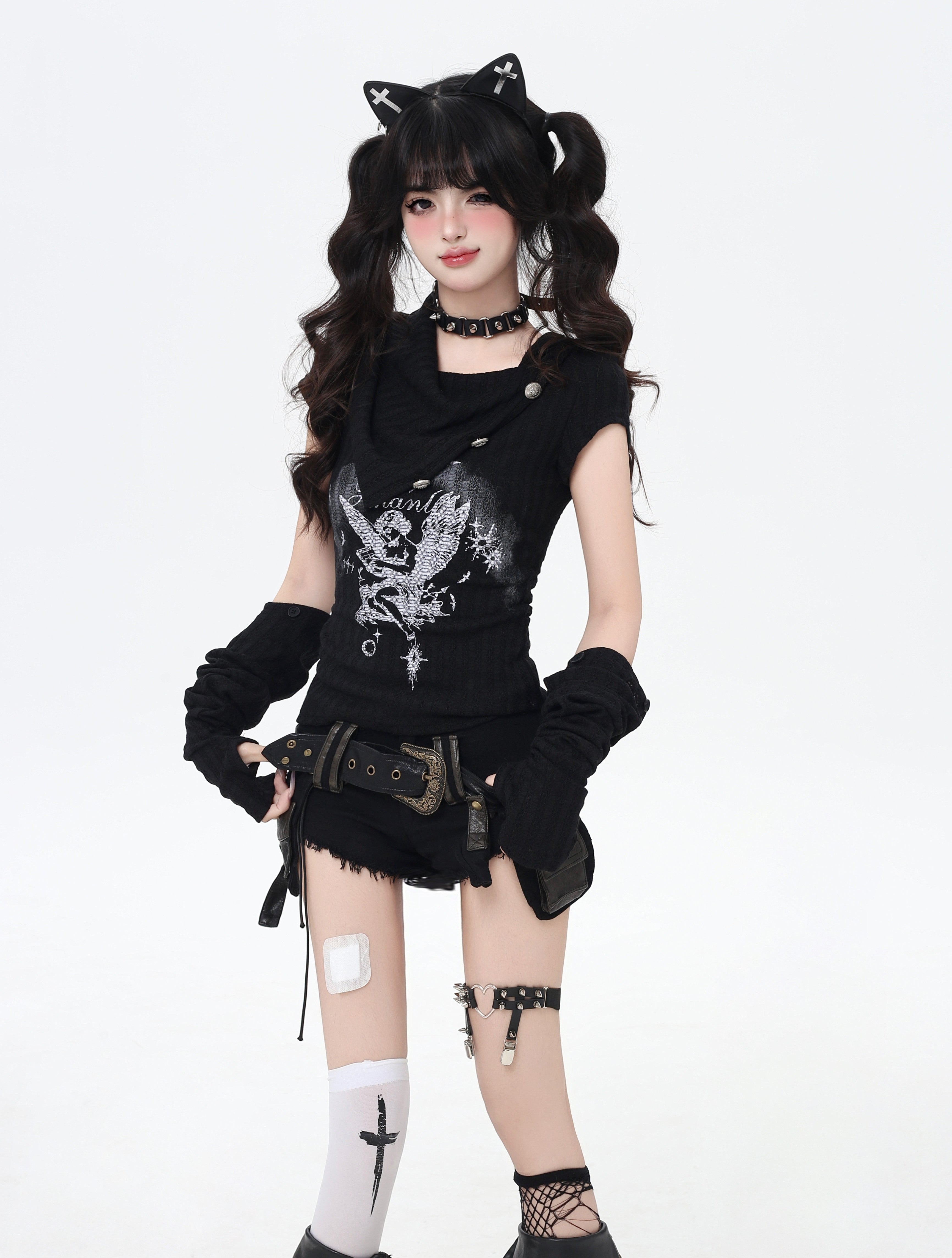 ローライズ✖フリンジベルト付きデニムショーパン