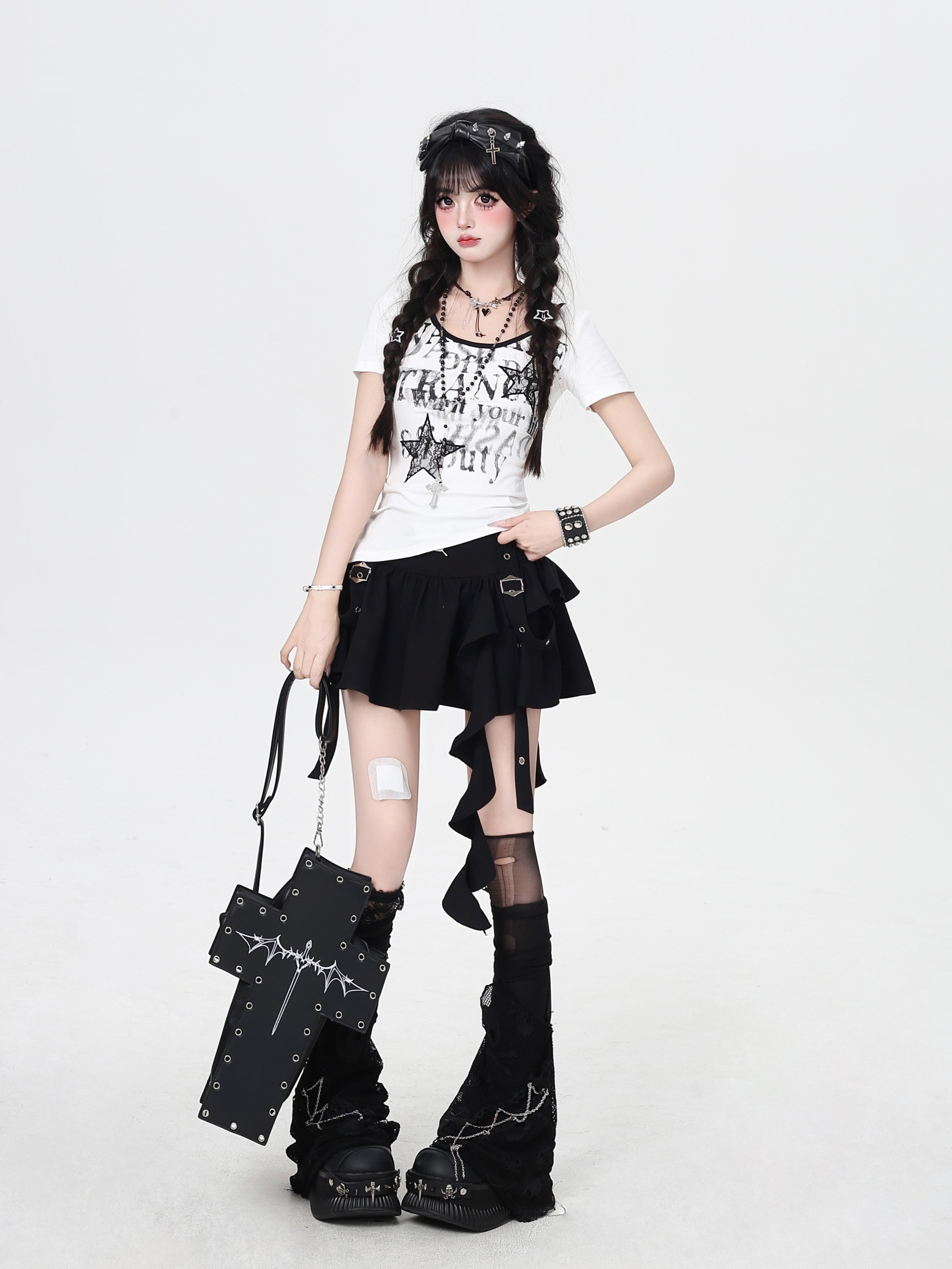 スカル×チェーンメッシュルーズレッグカバー