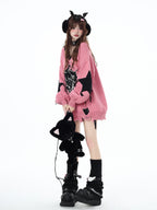 スパイダーモチーフ ゴシックVネックゆるニット