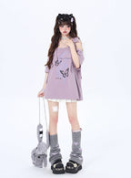 リボン付き両肩カットアウトTシャツ