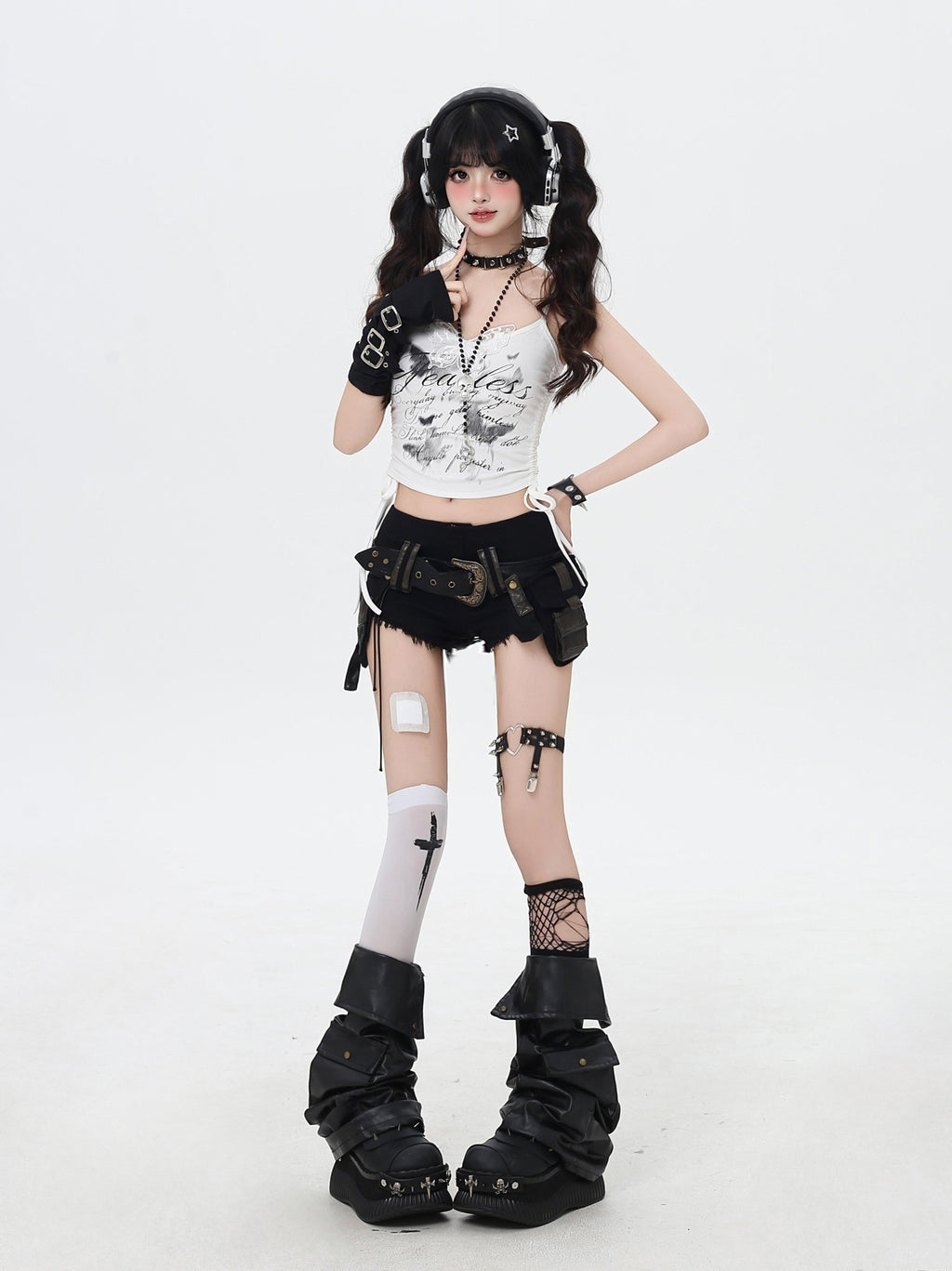 ローライズ✖フリンジベルト付きデニムショーパン