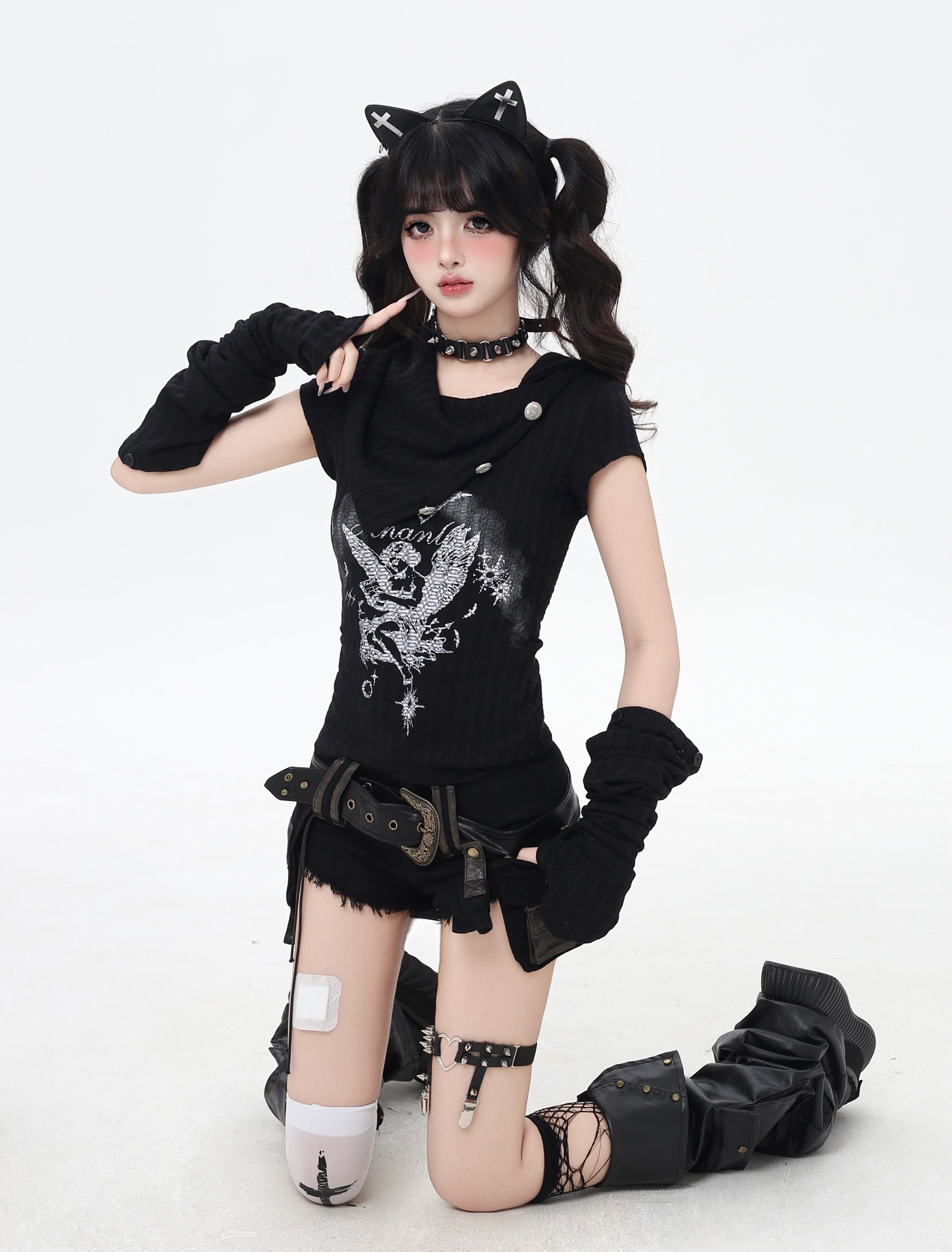 ローライズ✖フリンジベルト付きデニムショーパン