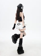ローライズ✖フリンジベルト付きデニムショーパン