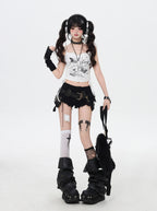 ローライズ✖フリンジベルト付きデニムショーパン