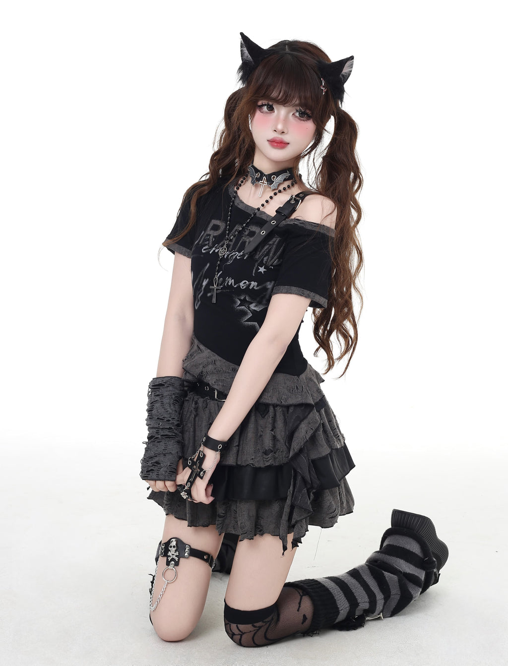 肩見せ×個性派 デザインショートTシャツ