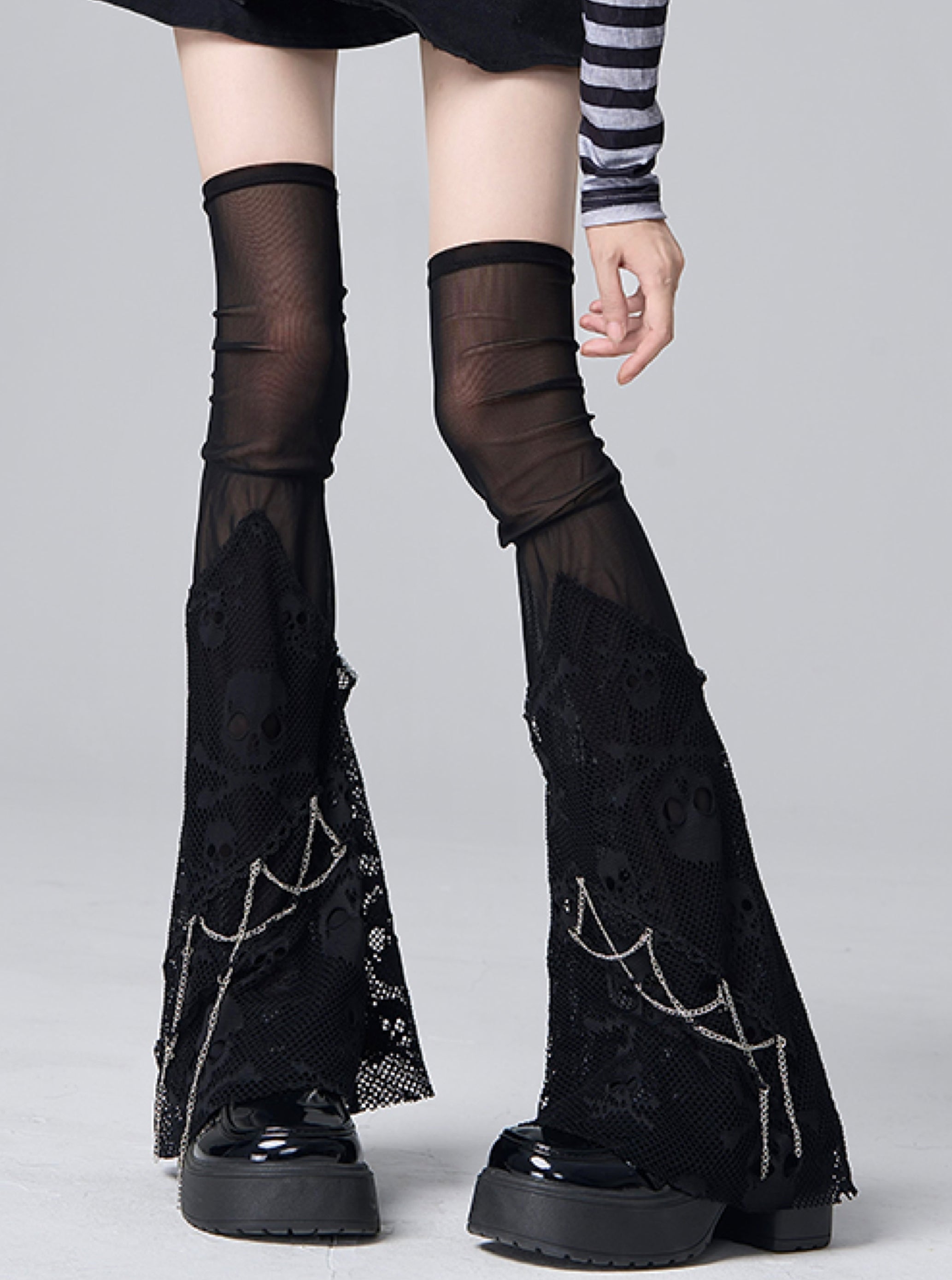 スカル×チェーンメッシュルーズレッグカバー