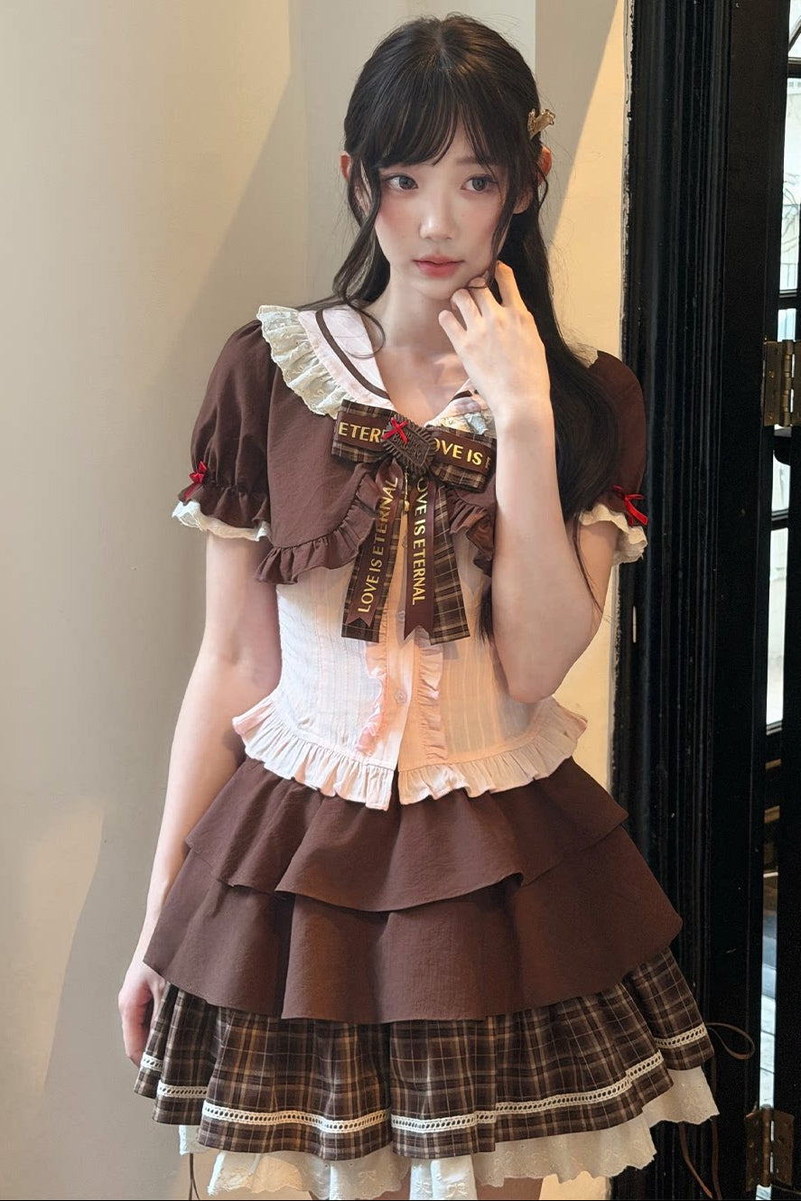 ストロベリーココアドールカラートップス+スカート