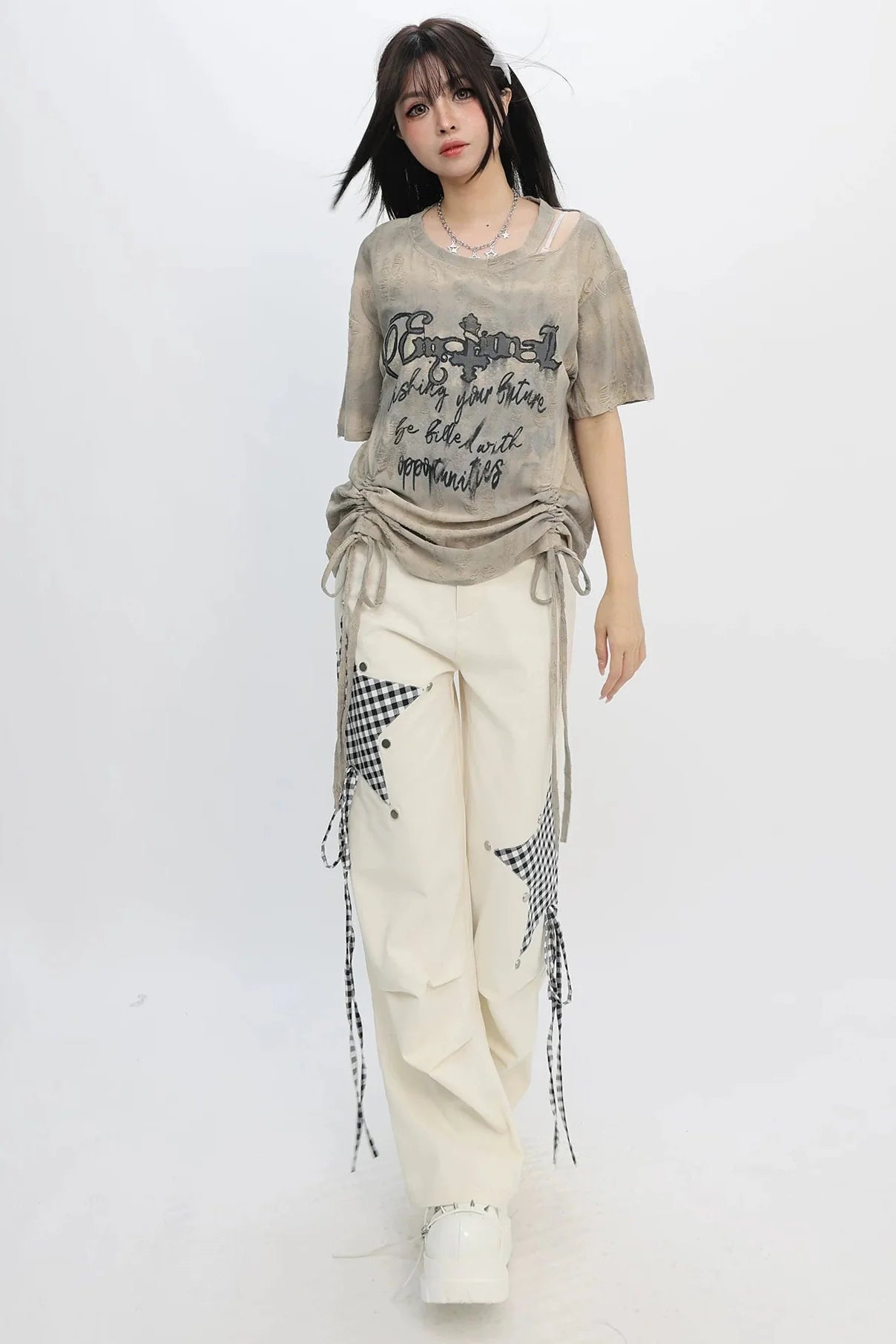 Y2Kタイダイオフショルダートップス