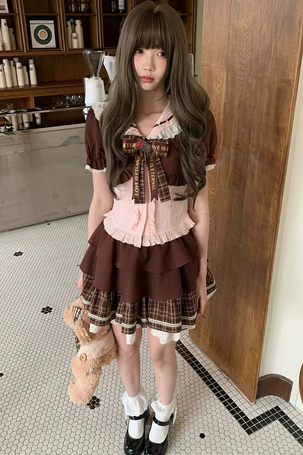 ストロベリーココアドールカラートップス+スカート