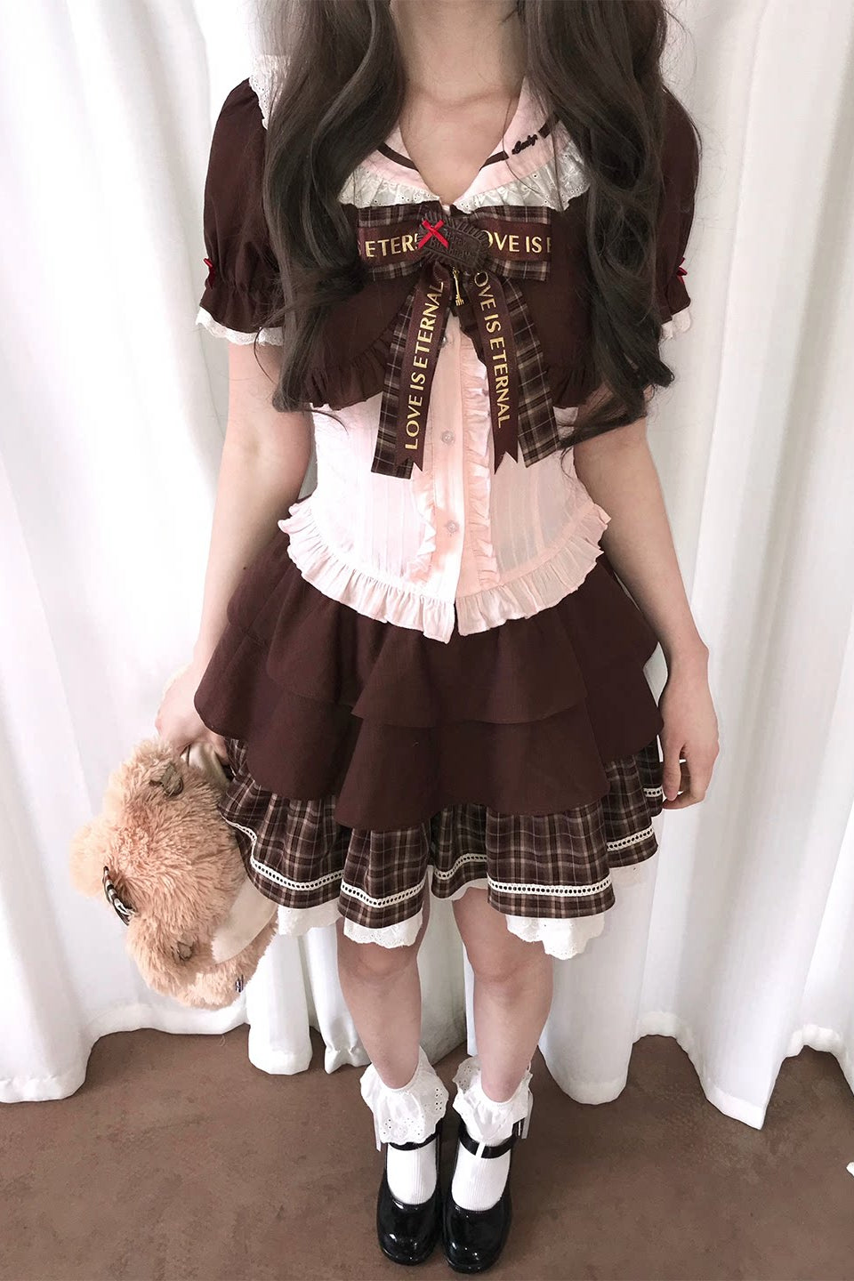 ストロベリーココアドールカラートップス+スカート