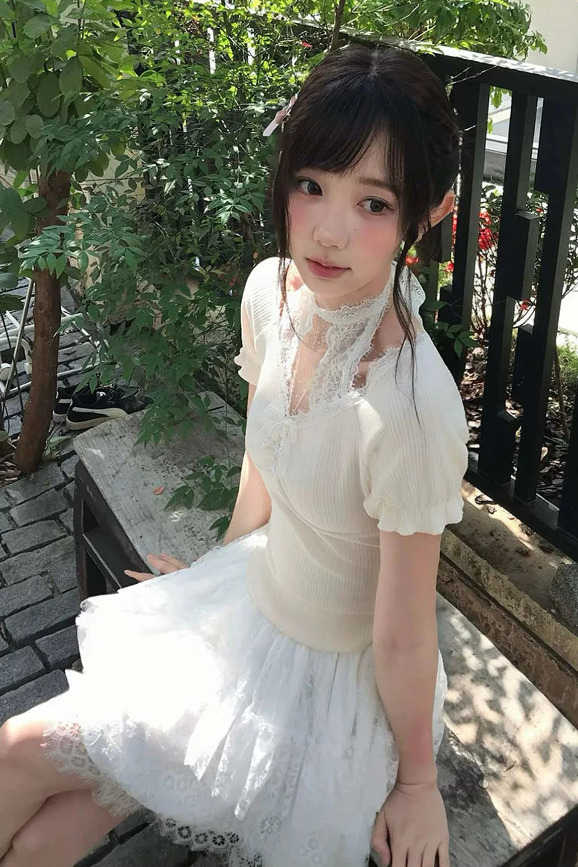 スウィートドリームレースホルタートップス+スカート