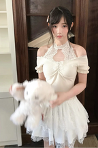 スウィートドリームレースホルタートップス+スカート