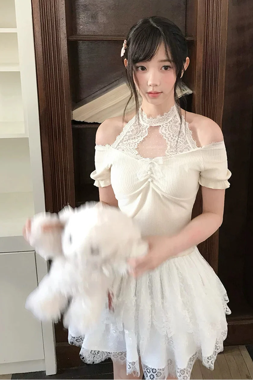 スウィートドリームレースホルタートップス+スカート