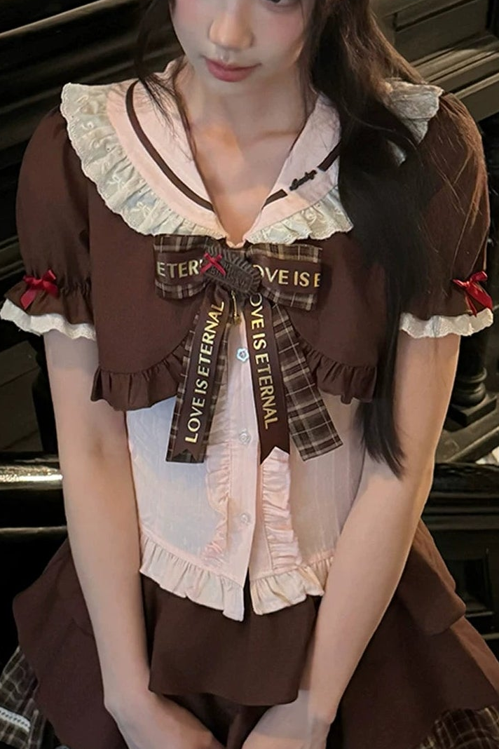 ストロベリーココアドールカラートップス+スカート