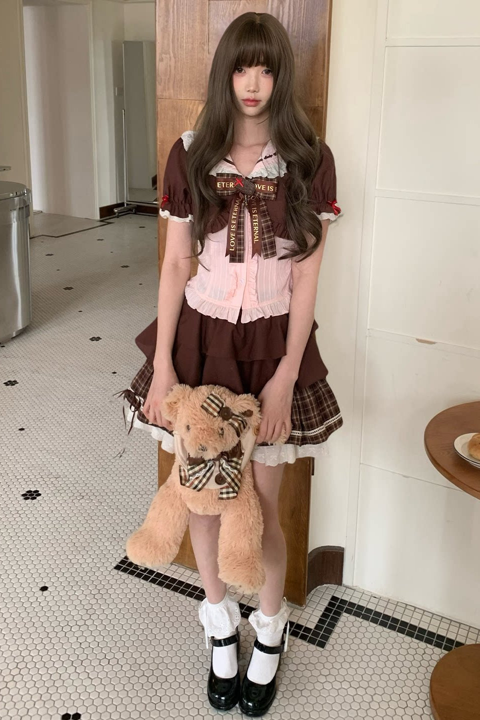 ストロベリーココアドールカラートップス+スカート