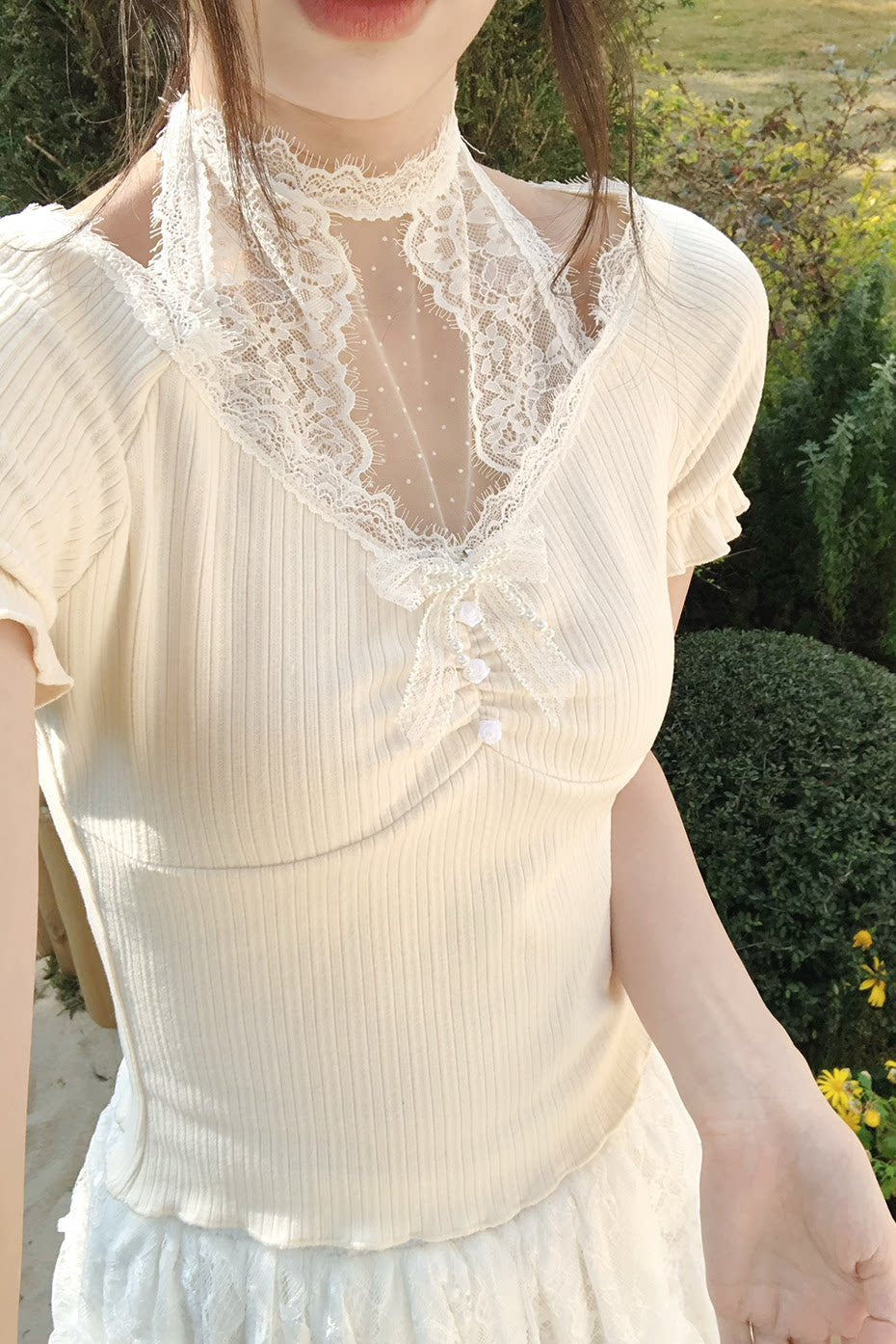 スウィートドリームレースホルタートップス+スカート