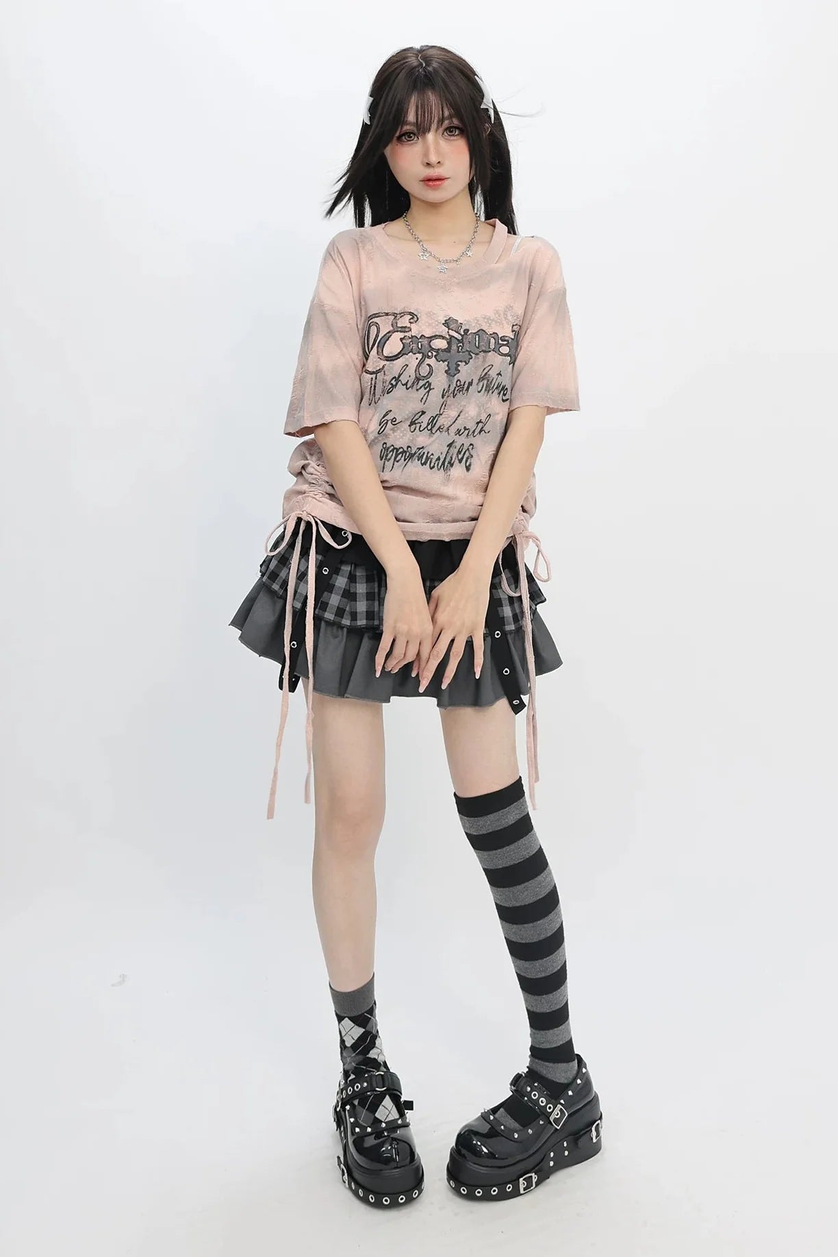 Y2Kタイダイオフショルダートップス