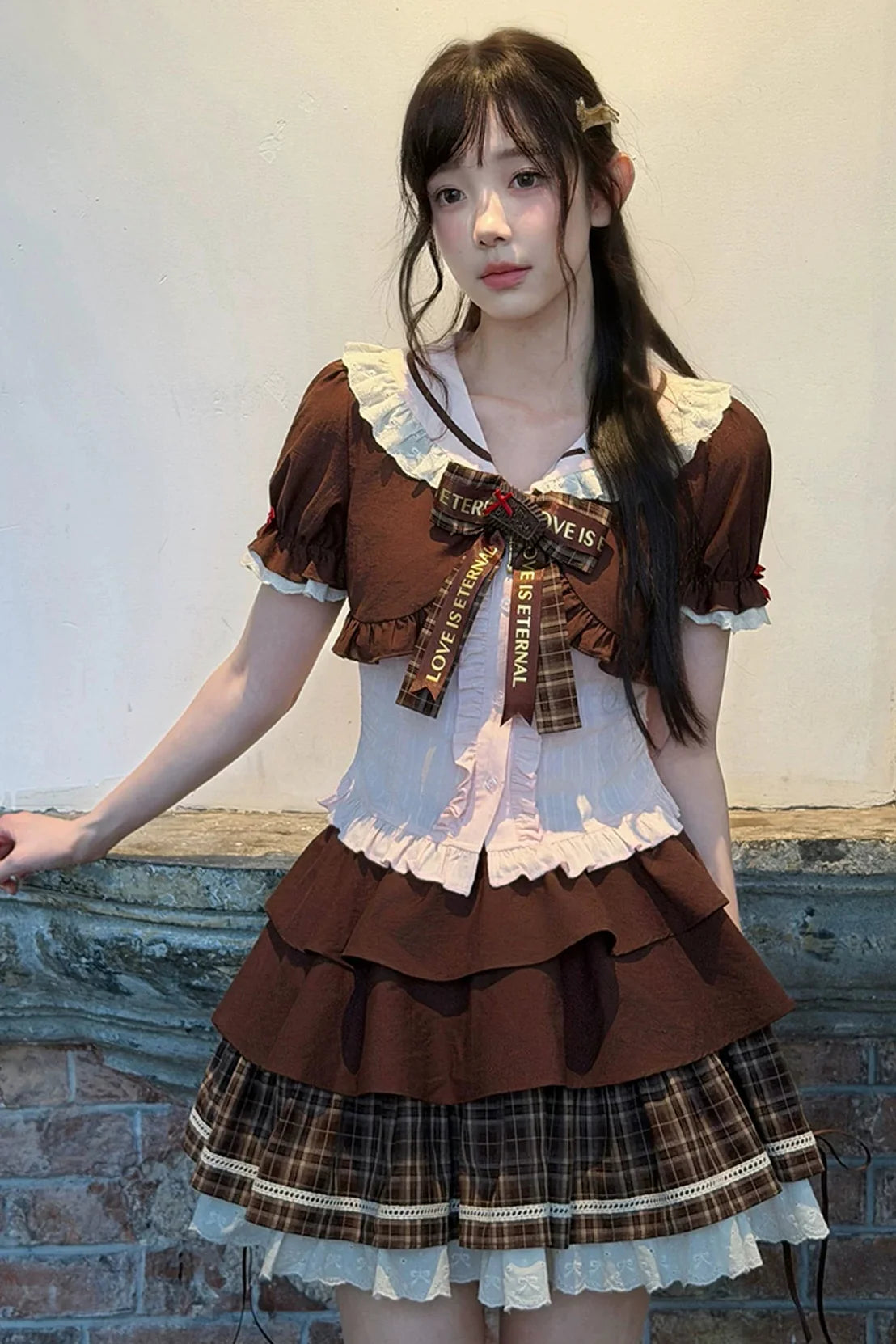 ストロベリーココアドールカラートップス+スカート